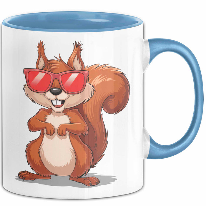 Eichhörnchen Tierliebhaber Sonnenbrille Tasse Geschenk Lustige Geschenkidee Spruch Blau Trendation
