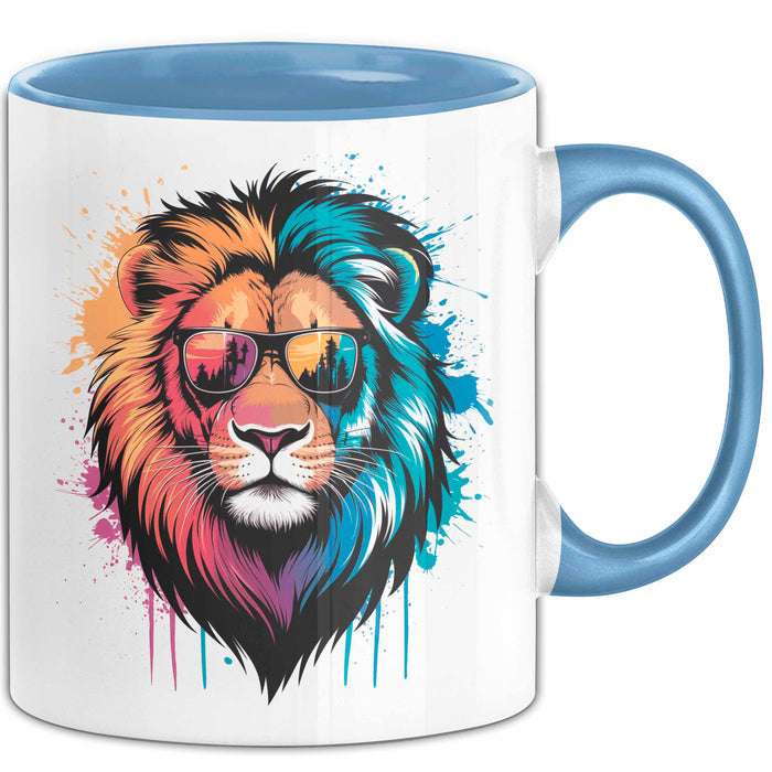 Löwe Mit Sonnenbrille Tasse Geschenk Lustige Geschenkidee Spruch Blau Trendation