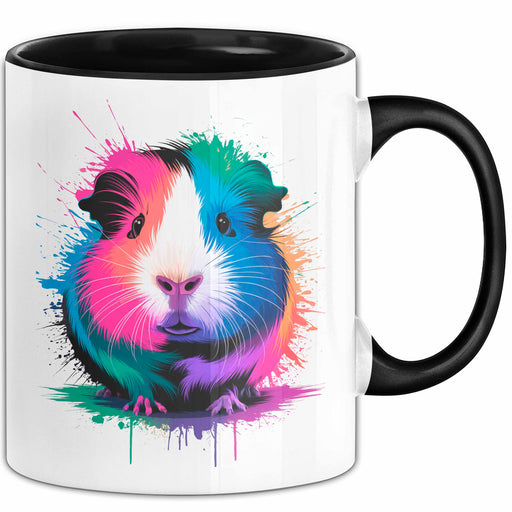 Buntes Meerschweinchen Tierliebhaber Tasse Geschenk Lustige Geschenkidee Spruch Schwarz Trendation