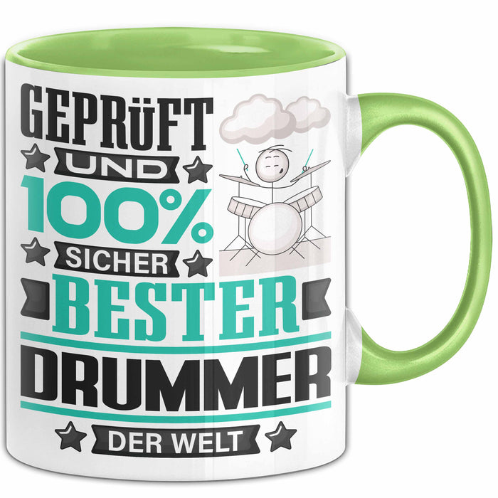 Drummer Geschenk Lustiger Spruch für Drummer Geschenkidee Bester Drummer Der Welt Grün Trendation