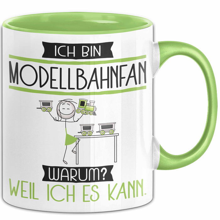 Modellbahnfan Tasse Geschenk Ich Bin Modellbahnfan Warum Weil Ich Es Kann Geschenkidee Geburtstag Grün Trendation
