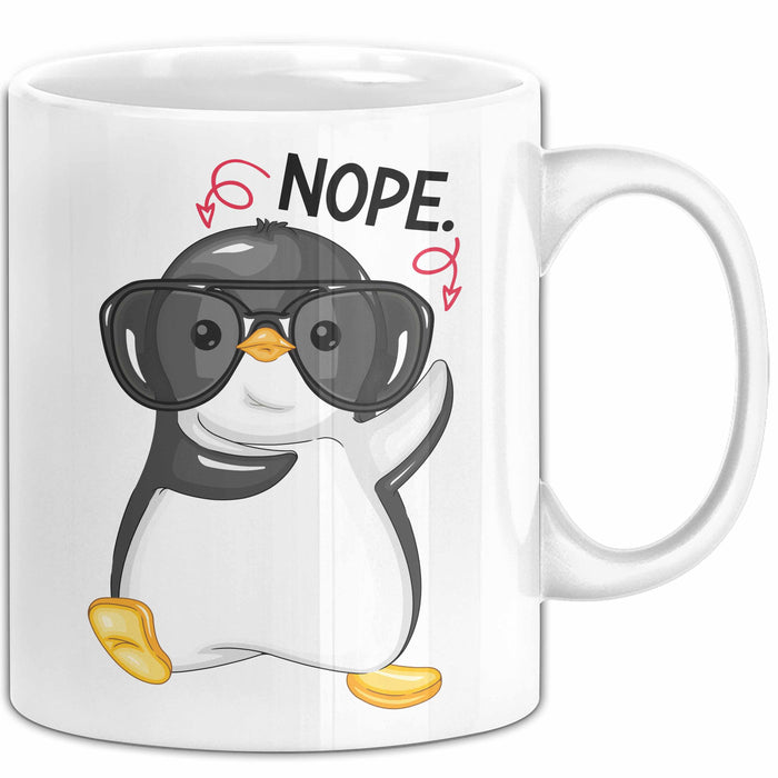 Witzige Tasse Geschenk Pinguin Mit Roter Brille Lustiger Becher Weiß Trendation