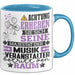 Musikveranstalter Geschenk Tasse Lustiger Spruch Erheben Sie Sich Der Musikveranstalter Betritt den Raum Blau Trendation