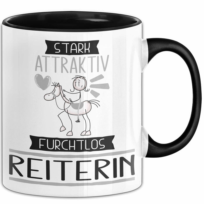 Reiterin Tasse Geschenk Becher Stark Attraktiv Furchtlos Reiterin Lustige Geschenkidee Trendation
