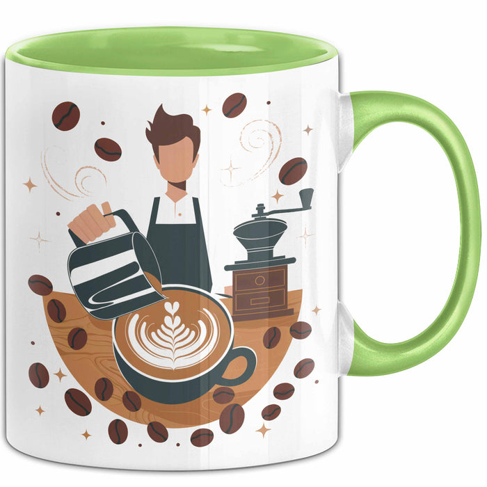 Barista Tasse Geschenk Lustige Geschenkidee Spruch Für Kaffee Liebhaber Grün Trendation
