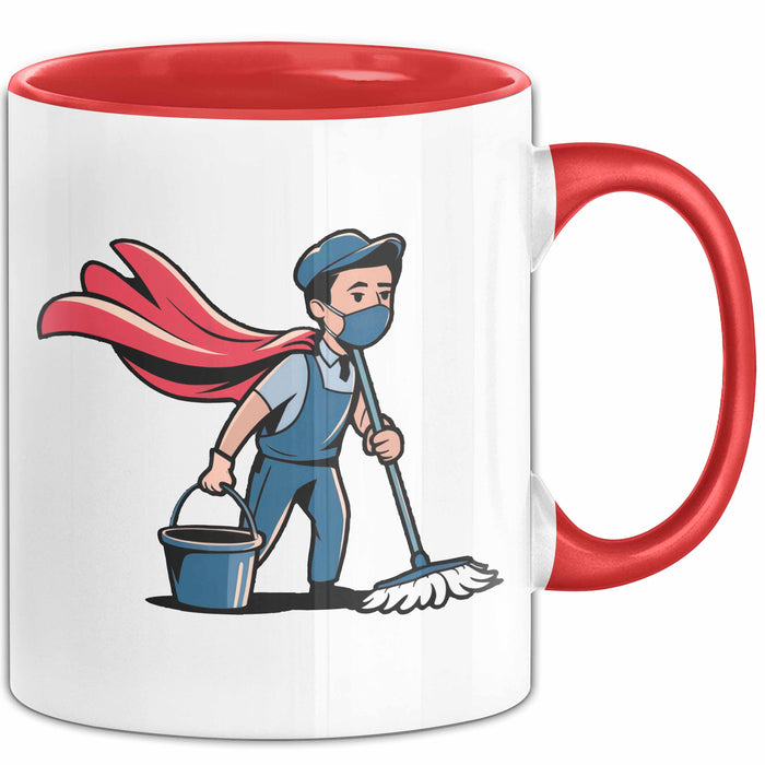 Hausmeister Tasse Geschenkidee Reinigungsheld Lustiger Geschenkidee Lustig Rot Trendation