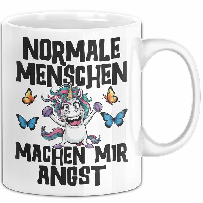 Einhorn Tasse Geschenk Normale Menschen Machen Mir Angst Geschenkidee Weiß Trendation