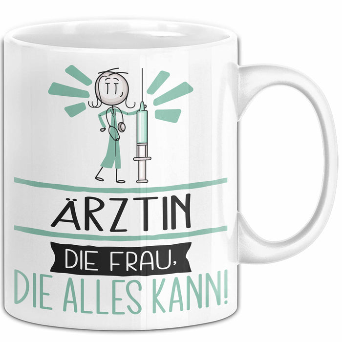 Ärztin Geschenk Tasse Becher Die Frau Die Allen Kann Geschenkidee für eine Ärztin Lustig Weiß Trendation