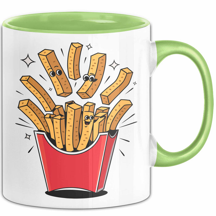 Fast Food Fan Tasse Geschenkidee Burger und Pommes Liebhaber Grün Trendation