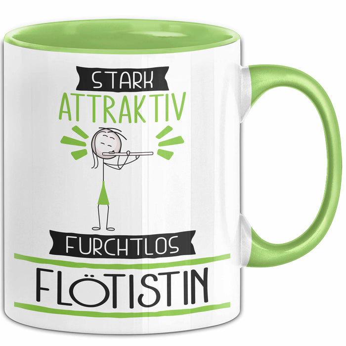 Flötistin Tasse Geschenk Becher Stark Attraktiv Furchtlos Flötistin Lustige Geschenkidee Grün Trendation