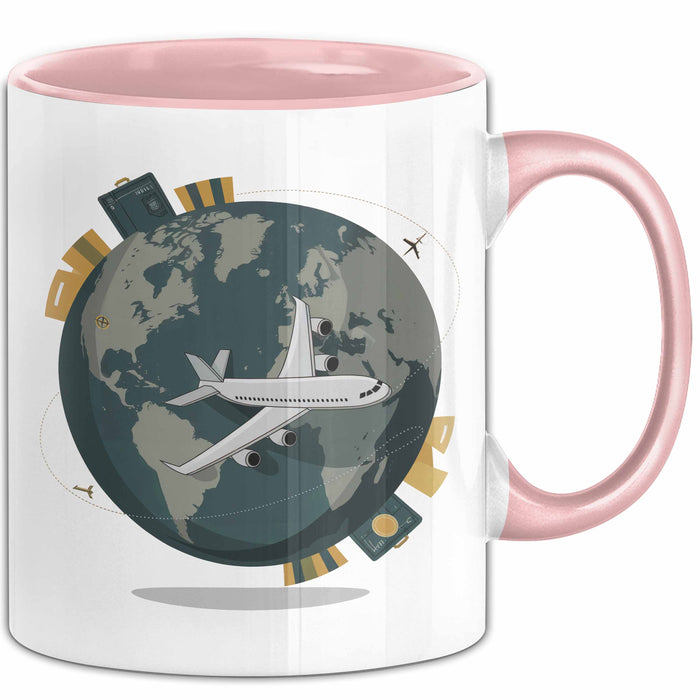 Reisender Tasse Geschenkidee für Abenteuerlustige Rosa Trendation