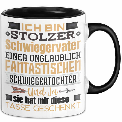 Schwiegervater Geschenk Von Schwiegertochter Geschenkidee Tasse Spruch Becher Schwarz Trendation