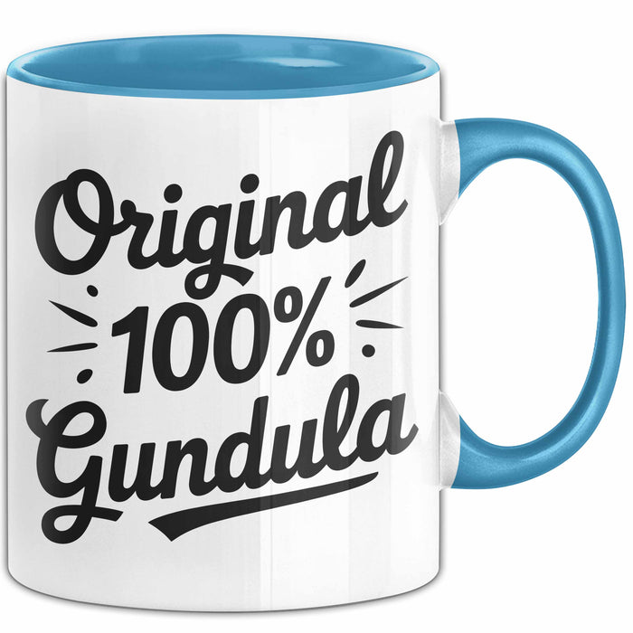 Gundula Tasse Geschenk Original 100% Gundula Geschenkidee Geburtstag Blau Trendation