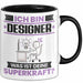 Designer Tasse Geschenk für Designer Geburtstag Lustiger Spruch Kaffee-Becher Was Ist Deine Superkraft Schwarz Trendation