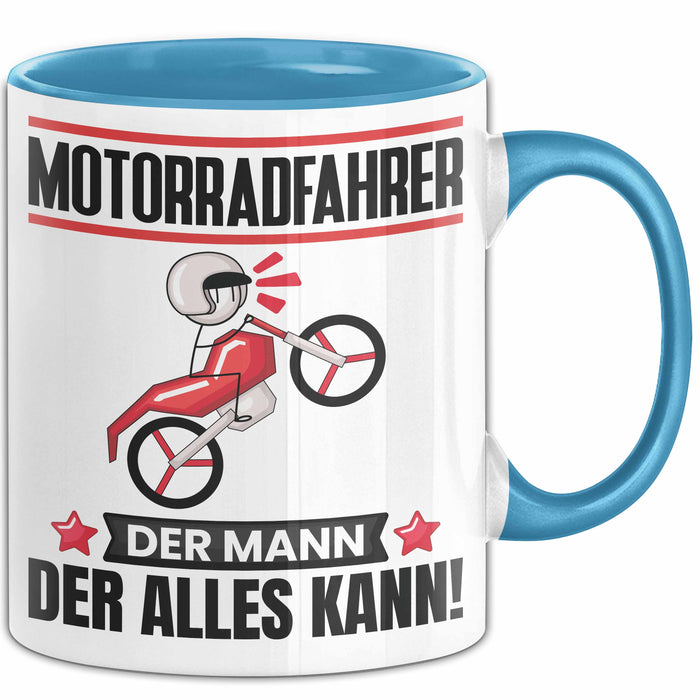 Motorradfahrer Tasse Geschenk für Motorradfahrer Der Mann Der Alles Kann Geschenkidee zum Geburtstag Blau Trendation