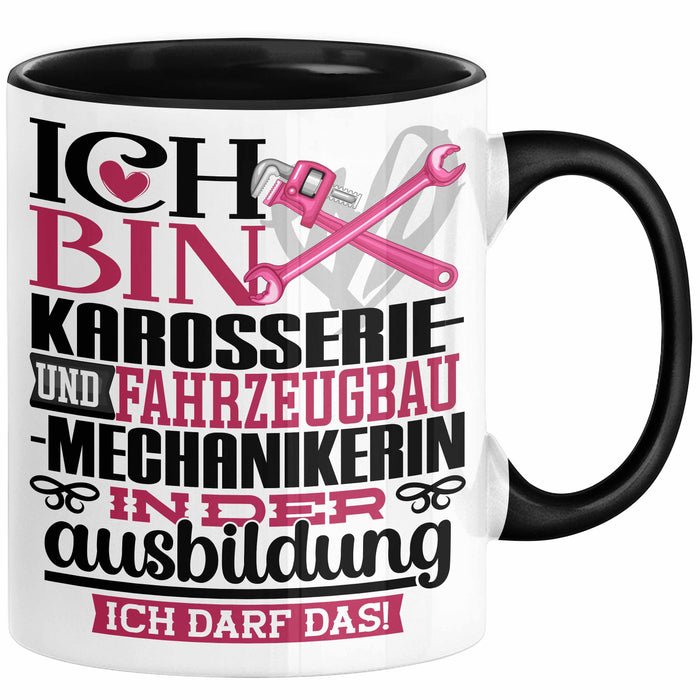 Karosserie- und Fahrzeugbaumechanikerin Ausbildung Start Geschenk Tasse Ich Bin Karosserie- und Fahrzeugbaumechanikerin In Der Ausbildung Ich Darf Das Kaffee-Becher Geschenkidee Schwarz Trendation
