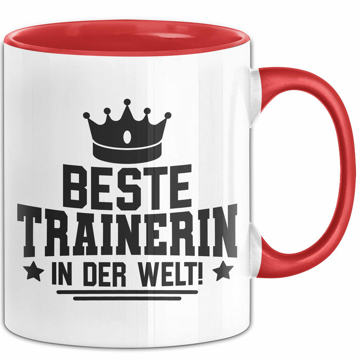Trainerin Tasse Geschenk Beste Trainerin In Der Welt Fussball Handball Hockey Trainerin Rot Trendation