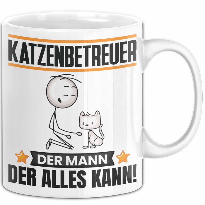 Katzenbetreuer Tasse Geschenk für Katzenbetreuer Der Mann Der Alles Kann Geschenkidee zum Geburtstag Weiß Trendation