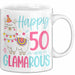 50er Geburtstag Tasse Geschenk Happy 50 And Glamarous Llama Alpaka Liebhaber Geschenkidee zum Geburtstag Weiß Trendation