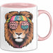 Hippie Löwe Tasse Geschenk Lustige Geschenkidee Spruch Rosa Trendation