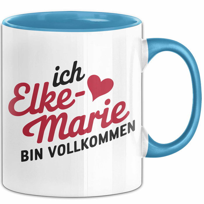 Elke-Marie Tasse Geschenk Ich Bin Vollkommen Elke-Marie Geschenkidee Geburtstag Blau Trendation