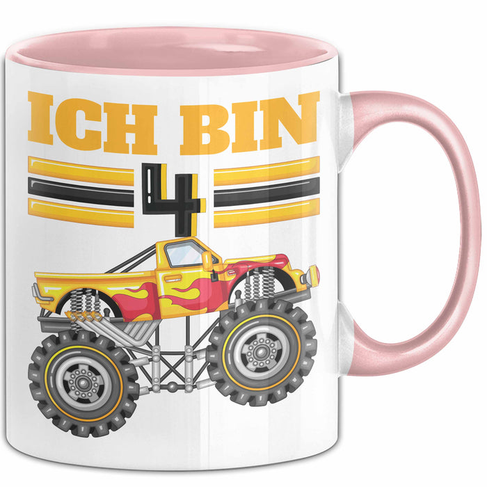 4. Geburtstag Geschenk Tasse Becher Jungs Trucks Geburtstagsgeschenk Ich Bin 4 Rosa Trendation