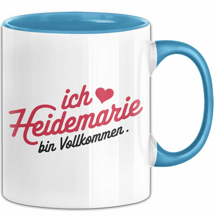Heidemarie Tasse Geschenk Ich Bin Vollkommen Heidemarie Geschenkidee Geburtstag Blau Trendation
