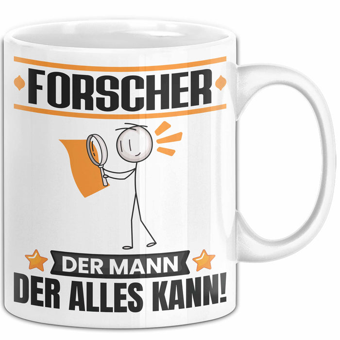 Forscher Tasse Geschenk für Forscher Der Mann Der Alles Kann Geschenkidee zum Geburtstag Weiß Trendation