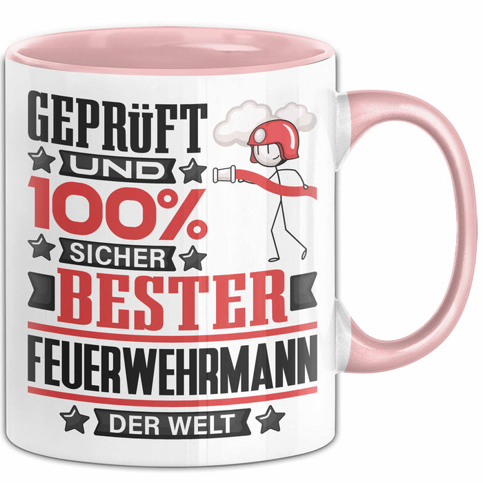 Feuerwehrmann Geschenk Lustiger Spruch für Feuerwehrmann Geschenkidee Bester Feuerwehrmann Der Welt Rosa Trendation