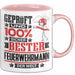 Feuerwehrmann Geschenk Lustiger Spruch für Feuerwehrmann Geschenkidee Bester Feuerwehrmann Der Welt Rosa Trendation