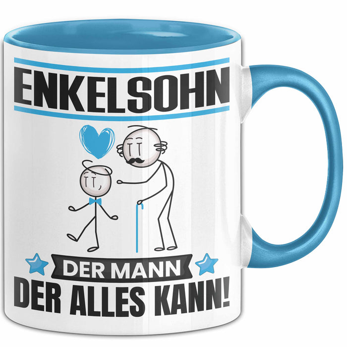 Enkelsohn Tasse Geschenk für Enkelsohn Der Mann Der Alles Kann Geschenkidee zum Geburtstag Blau Trendation