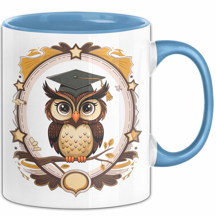 Eulenliebhaber Tasse Geschenkidee für Nachtwesen Fans Blau Trendation