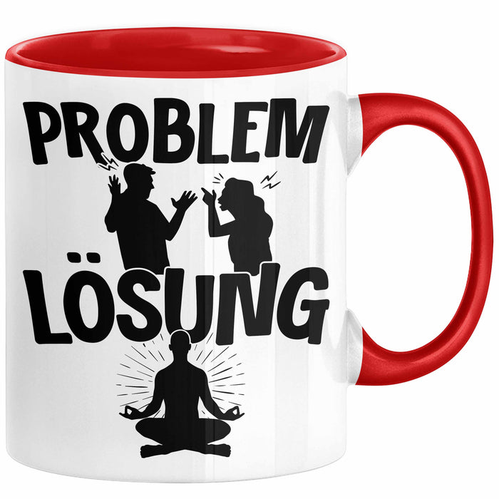 Yoga Tasse Geschenk für Yogalehrer Männer Geschenkidee Problem und Lösung Yoga Rot Trendation