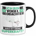 Vogelbeobachter Tasse Geschenk für Vogelbeobachter Geburtstag Lustiger Spruch Kaffee-Becher Was Ist Deine Superkraft Schwarz Trendation