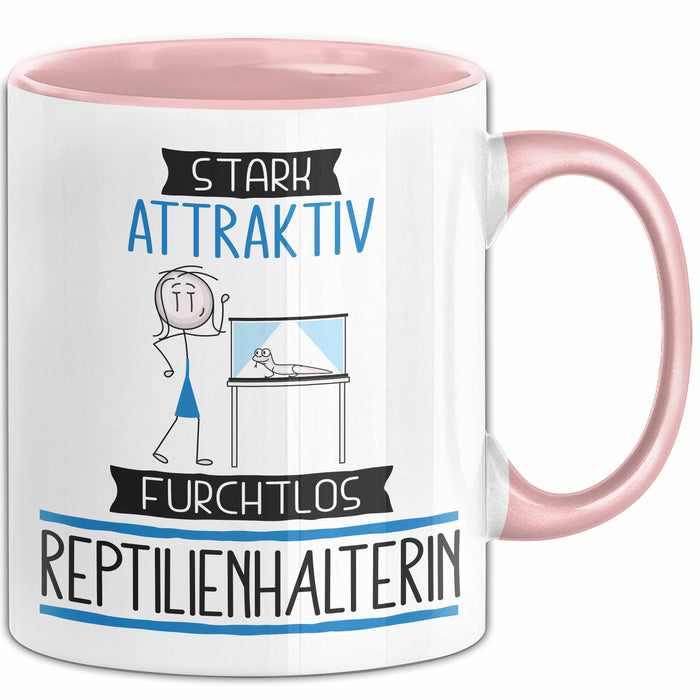 Reptilienhalterin Tasse Geschenk Becher Stark Attraktiv Furchtlos Reptilienhalterin Lustige Geschenkidee Rosa Trendation