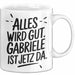 Gabriele Tasse Geschenk Alles Ist Gut Gabriele Ist Jetz Da Geschenkidee Becher mit Name Weiß Trendation