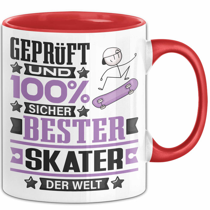 Skater Geschenk Lustiger Spruch für Skater Geschenkidee Bester Skater Der Welt Rot Trendation