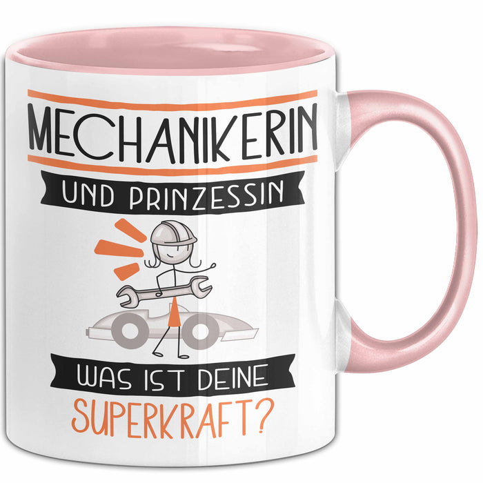 Mechanikerin Und Prinzessin Tasse Geschenk Für Eine Mechanikerin Geburtstag Was Ist Deine Superkraft Rosa Trendation