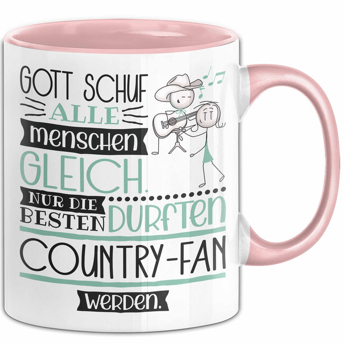 Country-Fan Geschenk Becher Tasse Gott Schuf Alle Menschen Gleich Nur Die Besten Durfeten Country-Fan Werden Geschenkidee Lustig Rosa Trendation