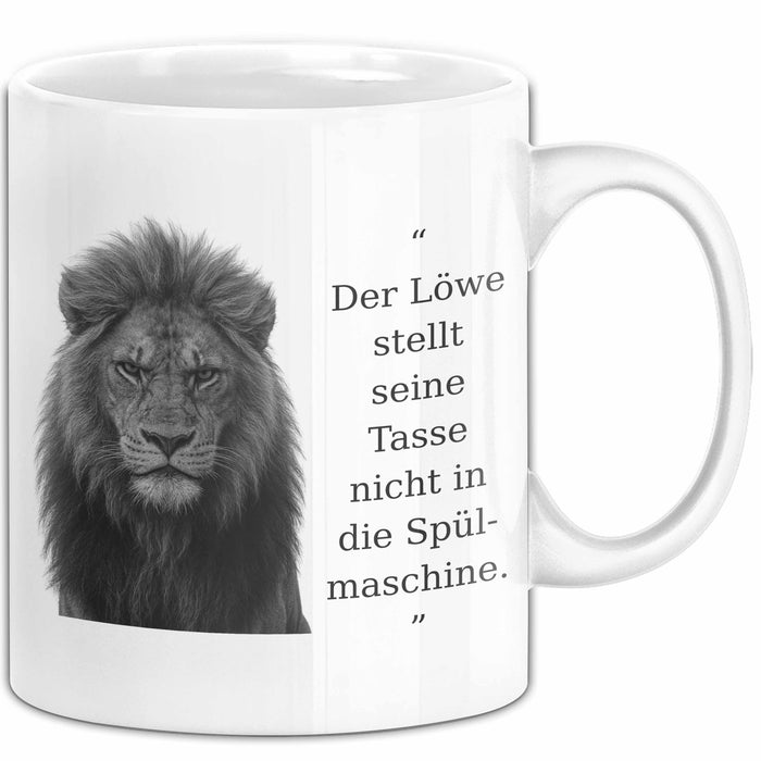 Der Löwe Stellt Seine Tasse Nicht In Die Spülmaschine Büro Becher Geschenk Lustig Weiß Trendation