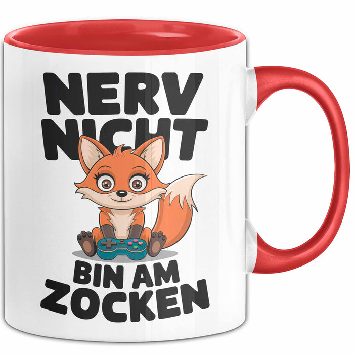 Fuchs Tierliebhaber Tasse Geschenk Lustige Geschenkidee Spruch Nerv Nicht Bin Am Zocken Rot Trendation