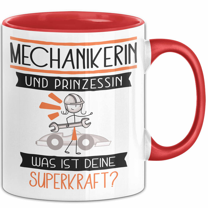Mechanikerin Und Prinzessin Tasse Geschenk Für Eine Mechanikerin Geburtstag Was Ist Deine Superkraft Rot Trendation