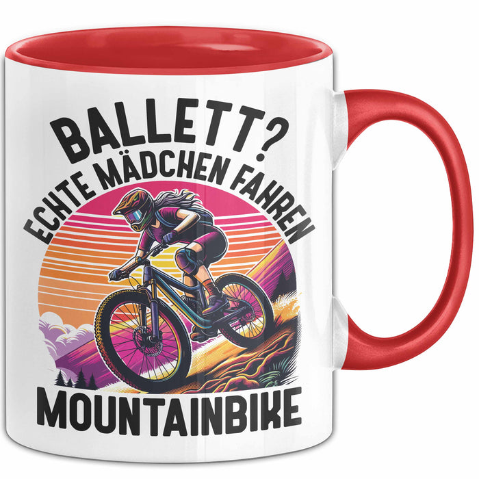 Mountainbikerin Tasse Geschenk Frauen Ballett Echte Mädchen Fahren Mountainbike Mtb Rot Trendation