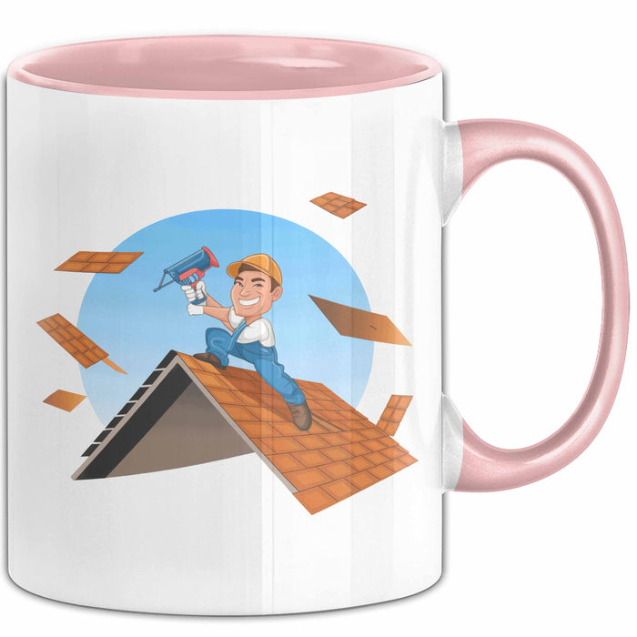 Dachdecker Tasse Geschenk Lustige Geschenkidee Spruch Für Dach Experten Rosa Trendation