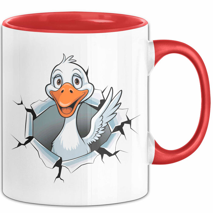 Gans Tier Gänse Bauer Tasse Becher Geschenk Lustige Geschenkidee Spruch Rot Trendation
