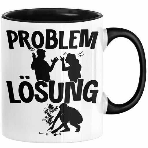 Gärtner Tasse Geschenk für Hobbygärtner Landschaftsgärtner Männer Geschenkidee Problem und Lösung Gartenarbeit Schwarz Trendation