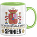 Spanier Tasse Geschenk Ich Brauche Keine Therapie Ich Muss Nur Nach Spanien Geschenkidee Lustig Kaffee-Becher Grün Trendation
