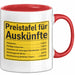 Büroarbeit Kollege Tasse Geschenk Lustige Geschenkidee Spruch Preistafel Für Auskünfte Rot Trendation