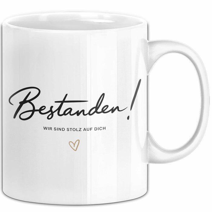 Schüler Abschluss Tasse Geschenk Lustige Geschenkidee Spruch Bestanden Wir Sind Stolz Auf Dich Weiß Trendation
