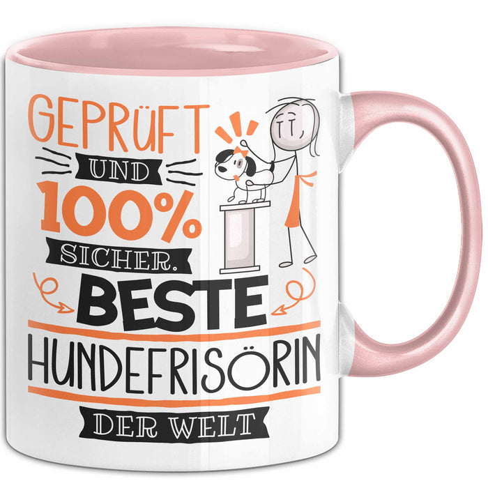 Beste Hundefrisörin Der Welt Tasse Geschenk für Eine Hundefrisörin Geprüft Und Sicher Geschenkidee Geburtstag Weihnachten Rosa Trendation